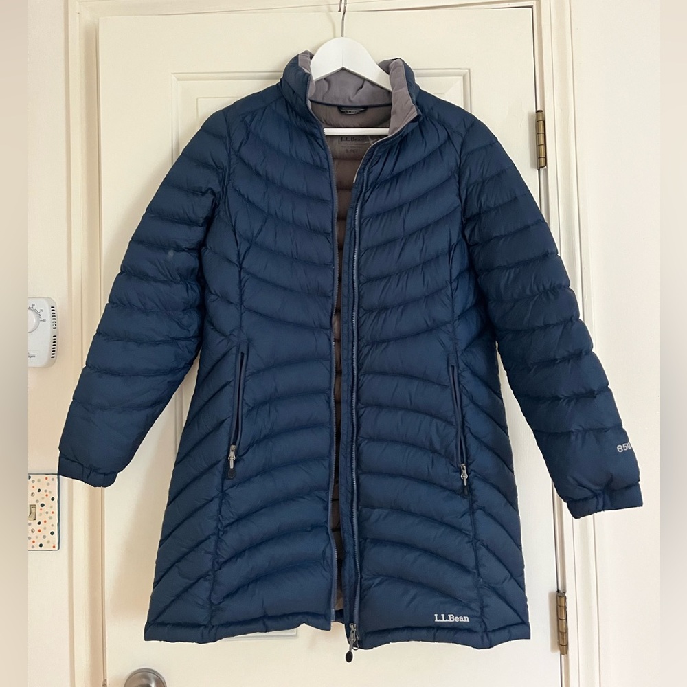 LL Bean Puffer Jacket. Down. Mid length. Barely worn. Size women’s small petite.